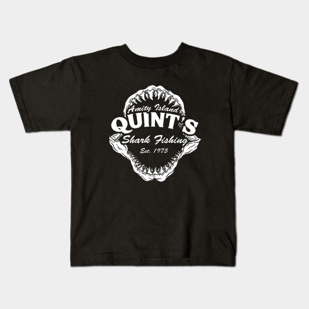 Quint's Shark Fishing Kids T-Shirt by Esliger